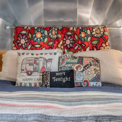 Wake feeling refreshed on the comfortable queen bed in the Airstream