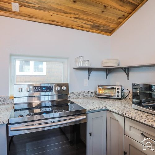 There's a microwave and toaster oven in addition to the range.
