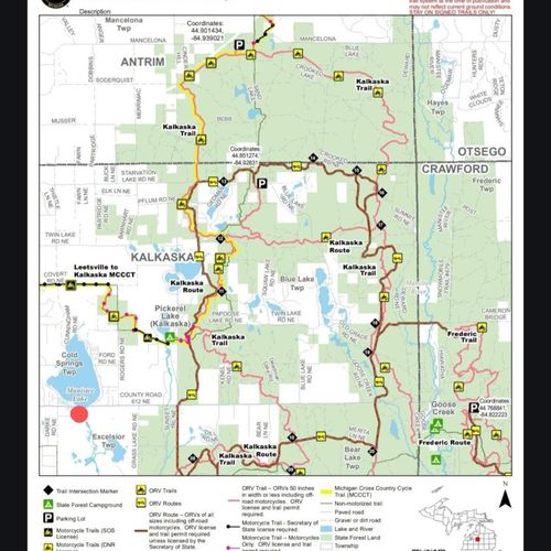 A map of the orv riding trails in the area. (orv riding is very popular in the area. )