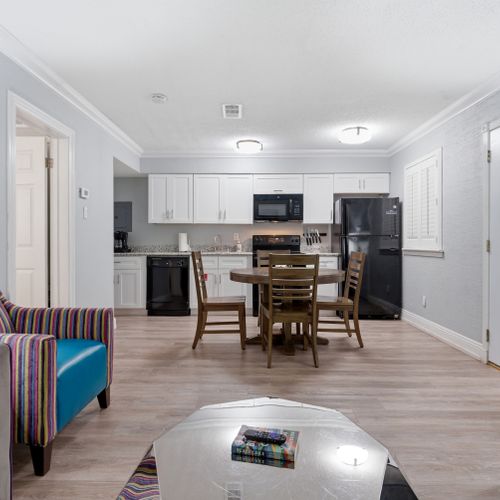Open kitchen & dining area perfect for casual group meals.