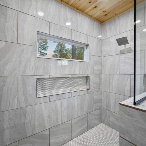 A closer look at the luxurious Master Walk-In shower.