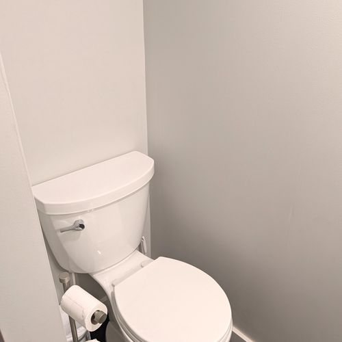 BATHROOM #3 (LOWER LEVEL):  Very convenient half-bath in the basement with a toilet, sink, and mirror.