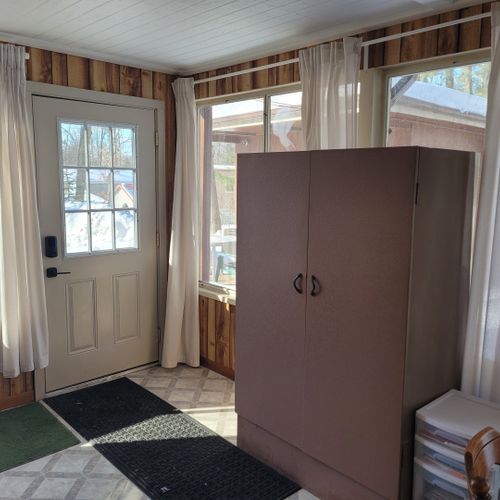 Foyer:  the new section of the cabin also includes a new entrance with some storage space available.