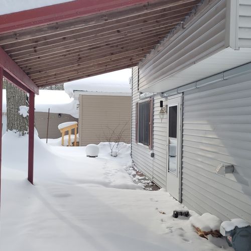 Exterior:  the back of the home in winter