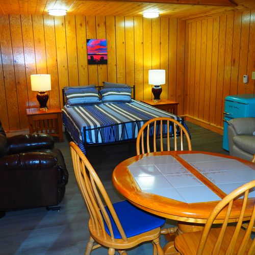 Bedroom #3:  large detached bedroom next to the detached garage with queen bed.