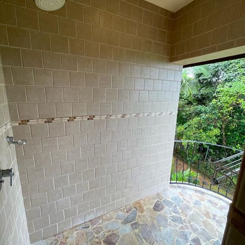 Outdoor shower in Owner's suite. There is also a shower located inside the Owner's suite bathroom. Take your pick!!
There is a fence for safety reasons