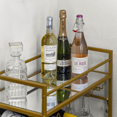 Handy bar cart lets you slide drinks effortlessly wherever the moment calls