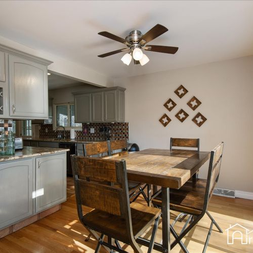 Don't miss a beat while you cook, entertain and enjoy a meal in this open floor plan.