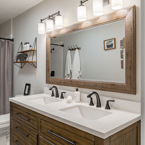 His and her sinks in the main floor bathroom