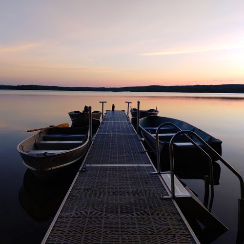 Exterior:  the private dock at dawn