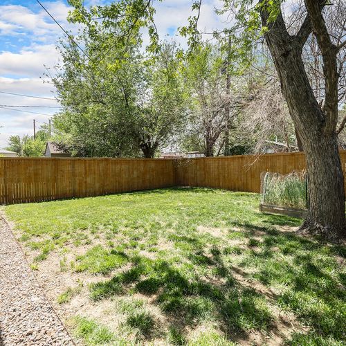 - spacious backyard with full fencing tall trees and open grassy space
- perfect for lawn games pets or simply relaxing beneath the trees
- enjoy privacy sunshine and plenty of room to stretch out and explore outdoors