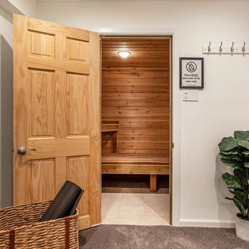 Let your worries melt away and calm your senses as you warm up in your very own private sauna.