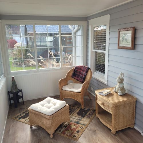 Overall:  the cute little front porch, which is fully enclosed.