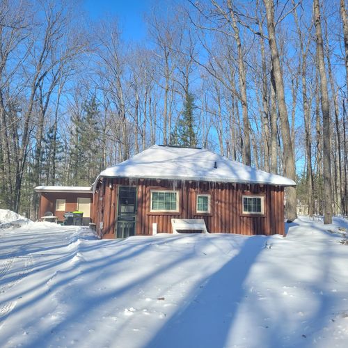 Exterior:  the front of the home in winter.