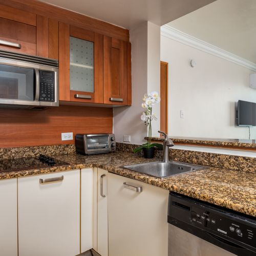 Full kitchenette with everything you need to feel at home! Prepare meals and store snacks with ease.