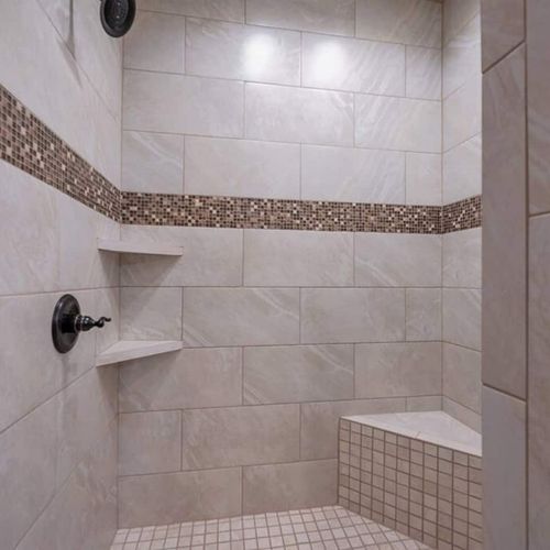 A closer view of the walk-in shower.