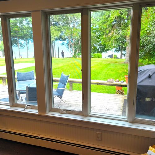 Larger house - living room:  comfy living room with great views of the backyard and lake huron!