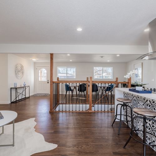 The open floor plan makes this house the perfect place for your family or group to have space while coming together.