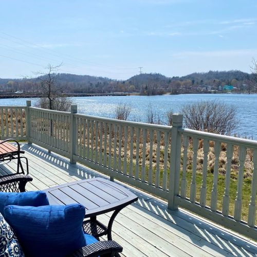 Exterior:  the view of betsie lake from the second floor balcony.