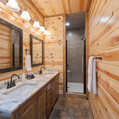 Double vanity and walk-in shower!