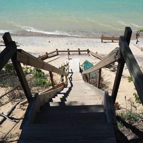 Exterior:  the second section of stairs down to the beach.