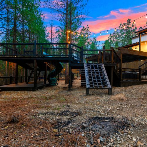 The playscape is a fun play area right in the back yard.