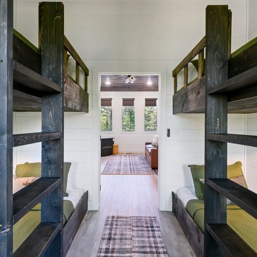 Custom built bunk beds in the bunk room.