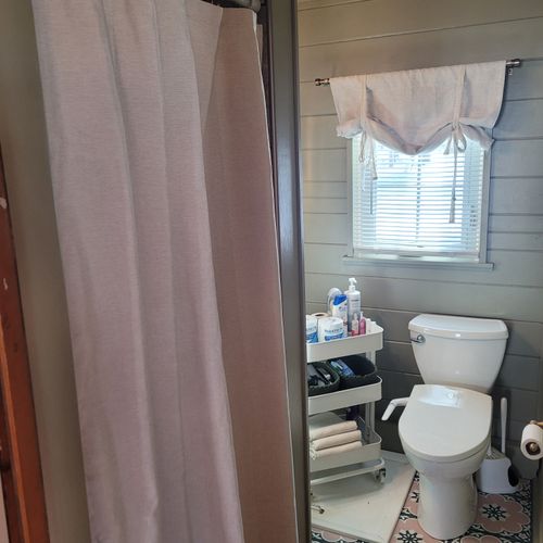 Bathroom:  full bathroom with a walk-in shower. Note that the shower is quite small (25" x 27") and may be difficult to use for larger individuals.