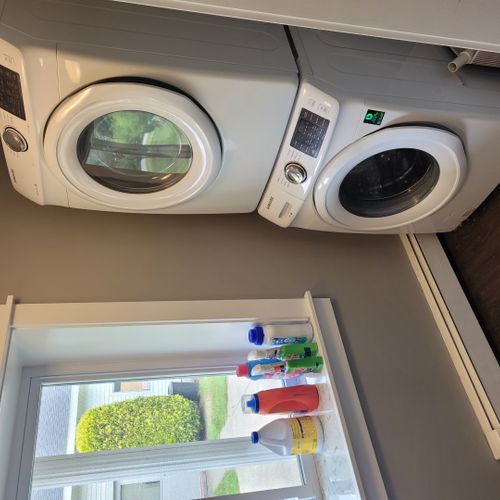 Laundry room:  very convenient main floor stacked washer and dryer in the larger house.