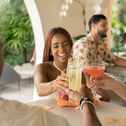 A celebratory moment on the patio.