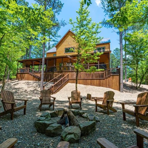 Fire pit with Adirondack chairs!