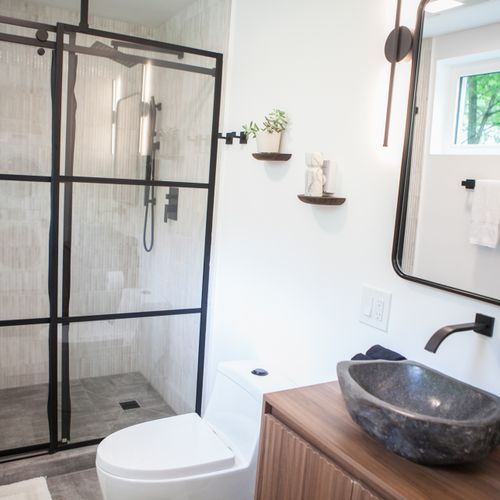 Interior of bathroom.