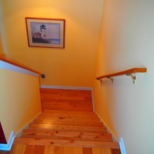 Stairs:  this is the stairway down to the first floor. (all interior photos up to this point have been from the second floor. )