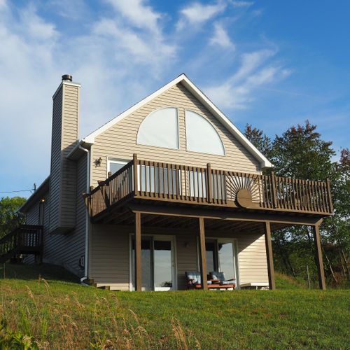 Overall:  the back of the house, which faces the west towards lake michigan.