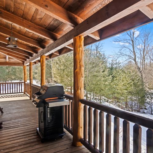 Patio:  part of the huge wrap-around deck in the winter.