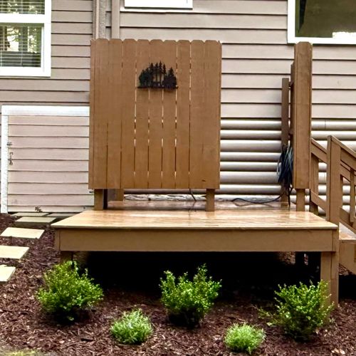 EXTERIOR:  The fun and private outdoor shower on the front deck.