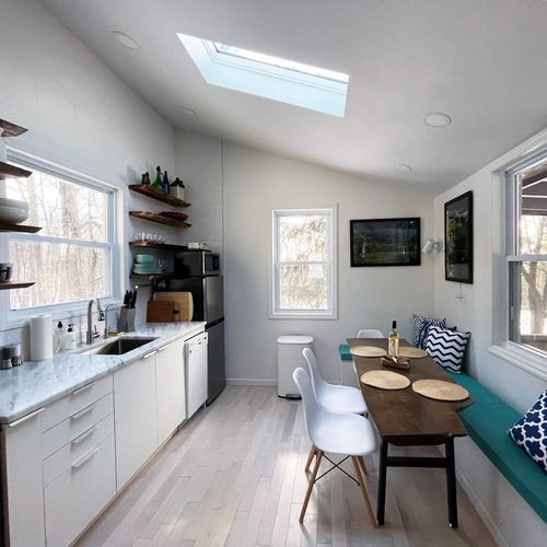 Skylights add natural light throughout the home.