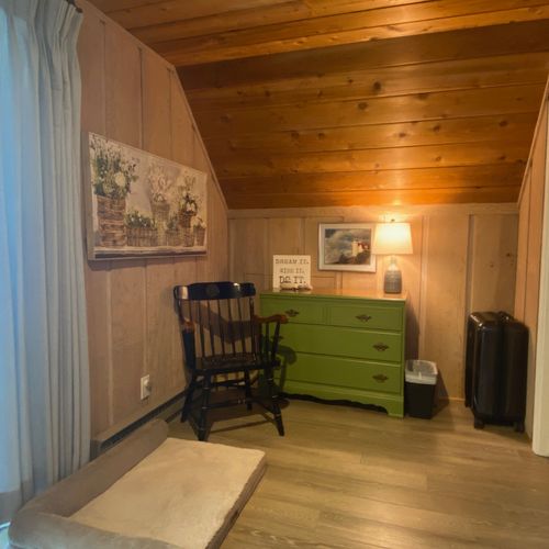 BEDROOM #3 (SECOND FLOOR):  Features king-size bed and lakeview from balcony