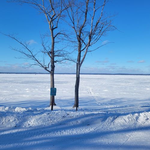 Exterior:  looking out at higgins lake in the winter