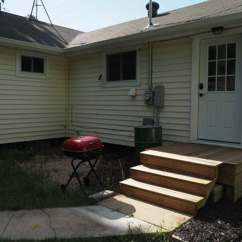 Exterior:  the back door to the property.