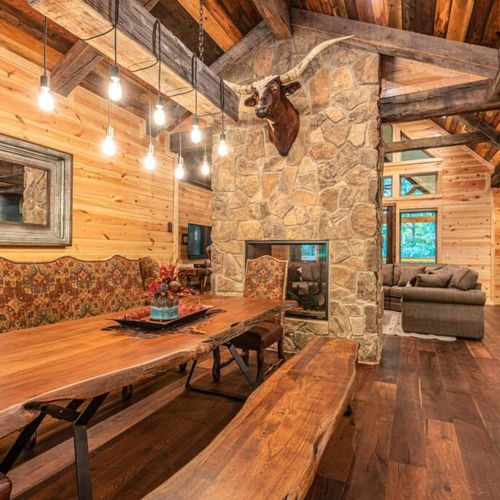 Upon entering you will see the dining area and the living area/kitchen.