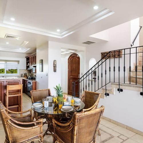 Four person dining table and kitchen