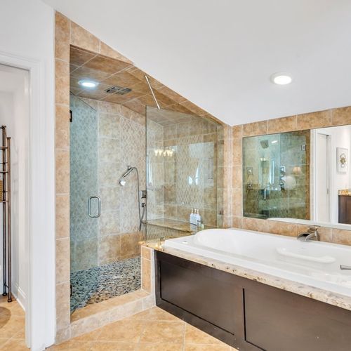 Master bathroom tub + walk-in shower