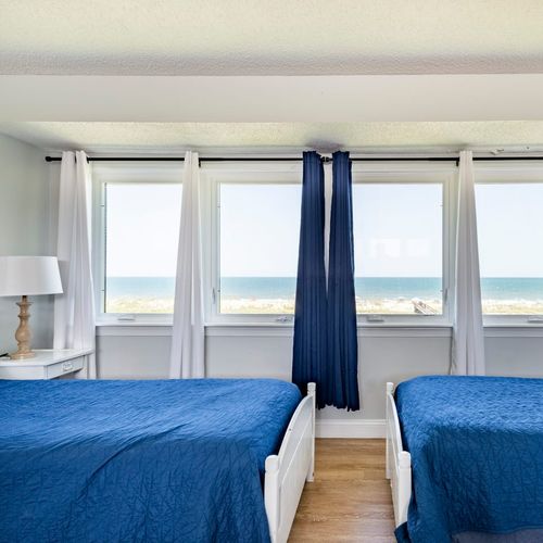 Enjoy the picturesque views from the top floor overlooking the ocean.