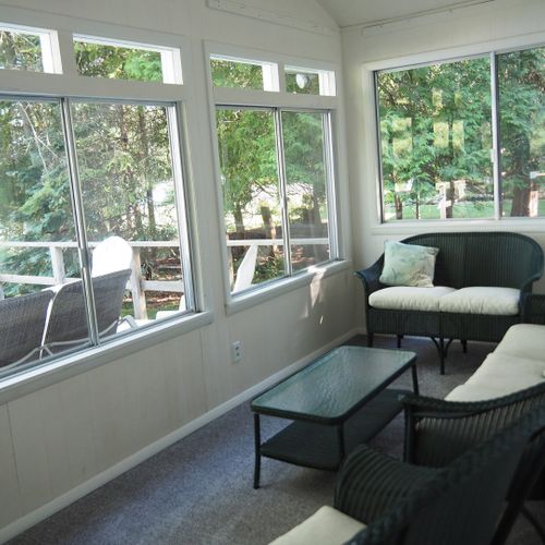 Overall:  the enclosed porch that provides great views of the lake and lots of wonderful sunlight!