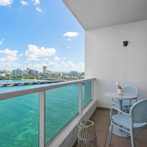 Your private oasis! Spacious balcony with panoramic ocean views – perfect for coffee.