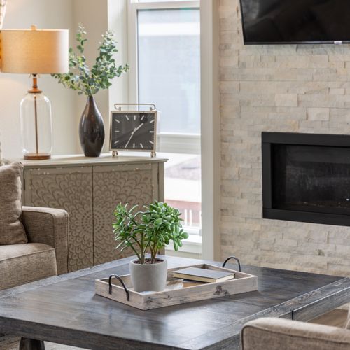 Cozy fireplace corner for warm conversations and laid-back enjoyment.