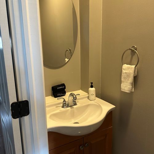 The half bath on the first floor.