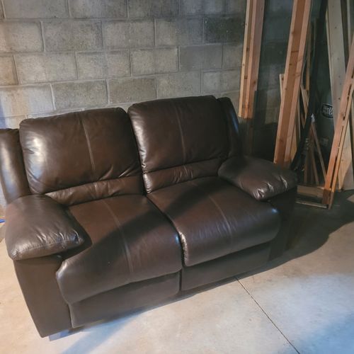 Basement:  the cute loveseat in the unfinished basement