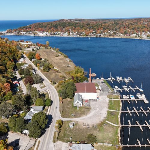 Exterior:  the northern end of downtown elberta next to betsie lake, with frankfort on the other side of the lake.